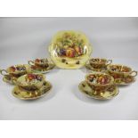 AYNSLEY ORCHARD GOLD TEAWARE - approximately 13 pieces