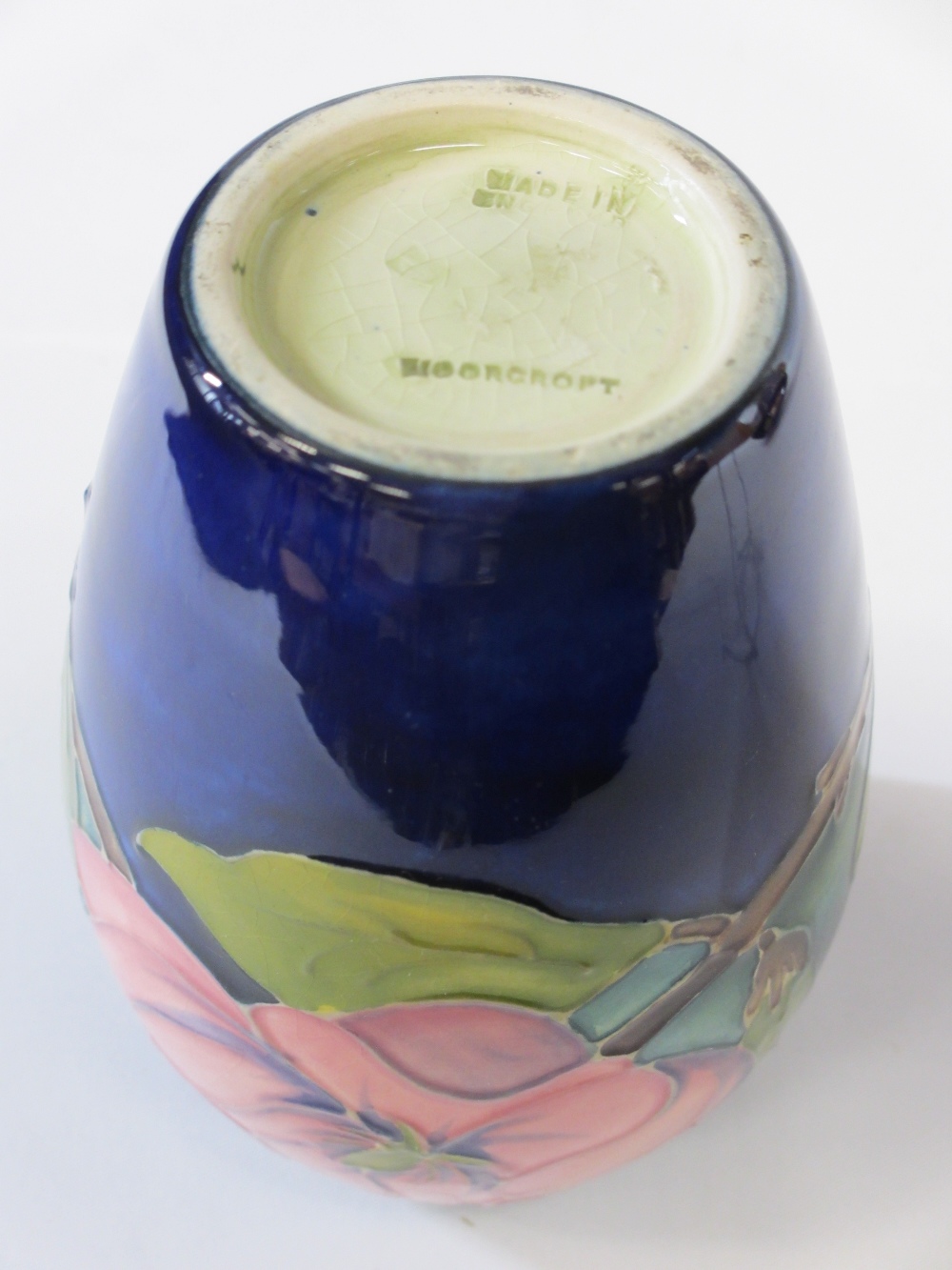 MOORCROFT MAGNOLIA GLOBULAR VASE & A BOWL - Cobalt Blue ground, 13cms H, 7cms H, 16cms diameter, - Image 3 of 4