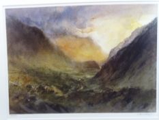 WILLIAM SELWYN limited edition print 190/500 - Snowdonia and sunset, signed in full, 44 x 60cms