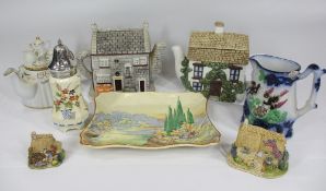 NOVELTY TEAPOTS to include The Emmerdale the Woolpack, Lilliput Lane cottages, Royal Doulton Woodley