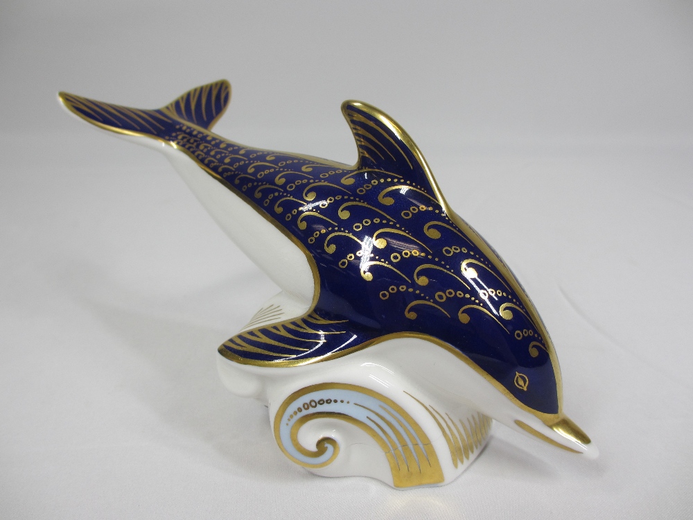 ROYAL CROWN DERBY PAPERWEIGHTS (4) - with gold stoppers, a dolphin, fish (with certificate) and - Image 5 of 6