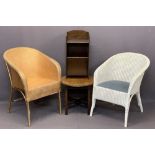 VINTAGE FURNITURE PARCEL, 4 ITEMS to include a Lloyd Loom style wicker armchair and one other, 69cms