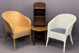 VINTAGE FURNITURE PARCEL, 4 ITEMS to include a Lloyd Loom style wicker armchair and one other, 69cms