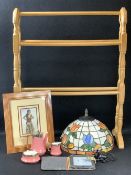 ECLECTIC ASSORTMENT to include Tiffany style lampshade, Royal Worcester three piece Bachelor