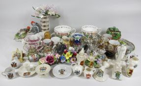 CRESTED CHINA & A LARGE ASSORTMENT OF CABINET ORNAMENTS