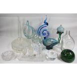 GLASSWARE - various decorative pieces to include a handkerchief style vase, a Haig's whiskey bottle,