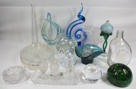 GLASSWARE - various decorative pieces to include a handkerchief style vase, a Haig's whiskey bottle,