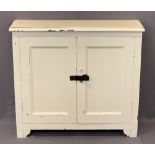 VINTAGE PAINTED PINE TWO DOOR CUPBOARD - 92cms H, 103cms W, 32cms D