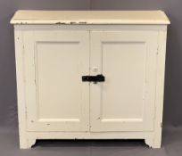 VINTAGE PAINTED PINE TWO DOOR CUPBOARD - 92cms H, 103cms W, 32cms D