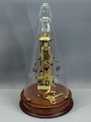 FRANZ HERMLE BELLSTRIKE BRASS SKELETON CLOCK with cone shaped dome set with Roman numeral