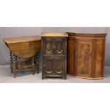 VINTAGE & LATER FURNITURE PARCEL, 3 ITEMS to include an oak pipe/drinks bottle cabinet having twin