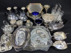 EPNS - a good assortment including tea service, trays, condiment sets, vases, ETC