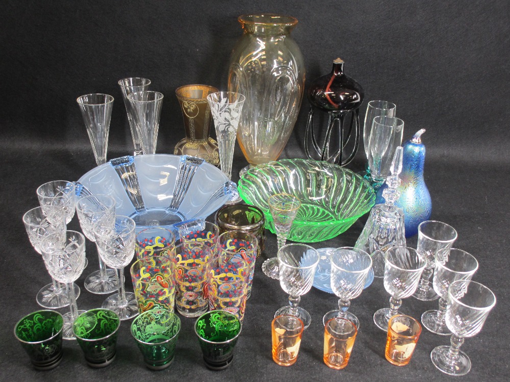 GLASSWARE - an assortment of Art, drinking and other glassware including an interesting amber