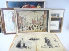 TWO LARGE PRINTS - Flamenco dancer and L S LOWRY and a parcel of other prints, KEITH ANDREW, JOEL