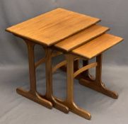 G PLAN MID-CENTURY TEAK NEST OF THREE OCCASIONAL TABLES - 52cms H, 56cms W, 40.5cms D the largest