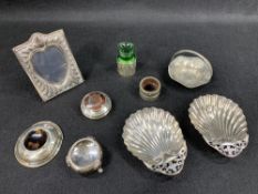 SMALL SILVER & EPNS WARE - a mixed quantity to include an easel back photograph frame, London