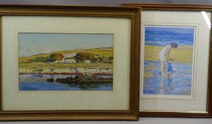 JOHN MCDOUGAL watercolour - North Wales coastal scene and farmstead, 20 x 33cms and STEVEN JONES