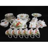 QUEENS VIRGINIA STRAWBERRY TEAWARE - approximately 34 pieces