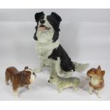 BORDER COLLIE COMPOSITION DOG, approx 38cms H, a Sylvac bulldog, ETC