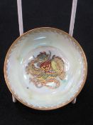WEDGWOOD LUSTRE Z4829 CIRCULAR BOWL, dragon decorated to the interior against a pearl ground,