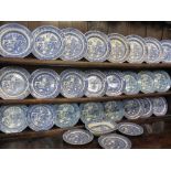 BLUE & WHITE DRESSER PLATES INCLUDING PLATTERS - approximately 36 pieces