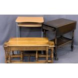 REPRODUCTION OAK & LATER FURNITURE, 3 ITEMS to include an oak Old Mill nest of three tables, 47cms