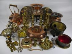 COPPER, BRASS & OTHER METAL WARE - to include planter and stand, Arts & Crafts style inkwell,