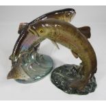 BESWICK TROUT, 17cms tall and a similar model by Jema of Holland 340, 17cms tall