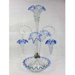 EPERGNE - blue and clear glass with hanging baskets, 55cms tall