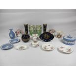 NORITAKE VASES, A PAIR - 15cms H, a pair of Kueps Bavaria vases, 16cms H, Wedgwood, ETC