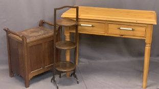MODERN & VINTAGE FURNITURE PARCEL, 3 ITEMS - modern pine two drawer side table, 78cms H, 101cms W,