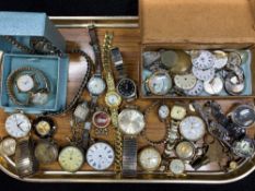 LADY'S & GENT' POCKET & WRISTWATCHES, dials and parts, pocket watch keys etc, various brands and