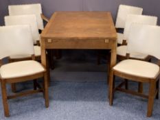 HEALE'S LONDON ART DECO WALNUT DINING SUITE - consisting extending dining table and six (5 + 1)