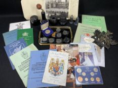 COMMEMORATIVE COLLECTION to include coinage. Also, silver embossed and other dressing table items