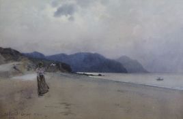 CARLETON GRANT RBA watercolour - North Wales coastal scene, Deganwy looking towards Penmaenmawr with