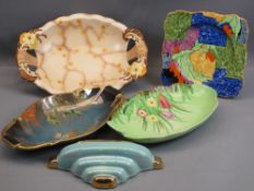 ART DECO CHINA ASSORTMENT to include Grimwade, Falcon ware twin-handled dish, 34cms L, Carltonware