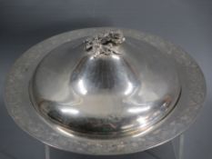 RUSSIAN SILVER CIRCULAR SERVING DISH - of fine quality, the dish having a wide border with floral