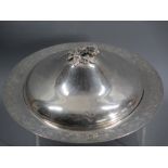 RUSSIAN SILVER CIRCULAR SERVING DISH - of fine quality, the dish having a wide border with floral