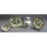 MASONS CHARTREUSE, 4 PIECES including vase, 20cms tall