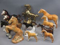 BESWICK HORSES (5) including Palominos and a quantity of other horses - USSR, Shire, glass, ETC