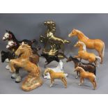 BESWICK HORSES (5) including Palominos and a quantity of other horses - USSR, Shire, glass, ETC