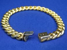 9CT GOLD CHUNKY CUBAN LINK BRACELET - 20.5cms L, 24.5grms, stamped '375' along with A & Co import