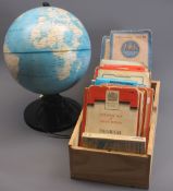 BARTHOLOMEW'S, ORDNANCE SURVEY & OTHER VINTAGE FOLDING MAPS and a light-up desk globe