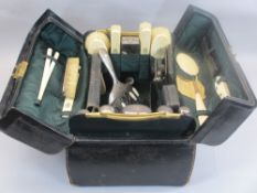 TRAVELLING CASE - a comprehensively fitted gentleman's travelling case marked 'Manoah Rhodes &
