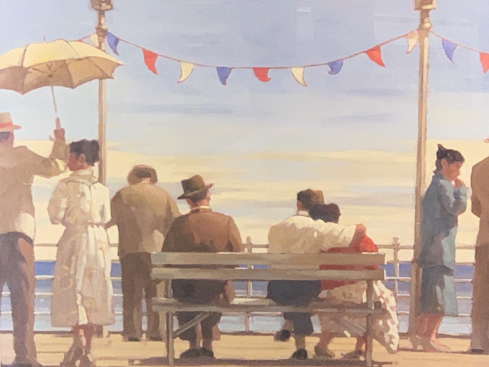 JACK VETTRIANO prints (3) - colourful scene of people seated on the promenade, 65 x 71cms, another - Image 2 of 6