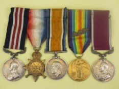 GREAT WAR M.M. GROUP OF FIVE MEDALS awarded to 9911 Cpl T.A. Perfitt, George V Military Medal for