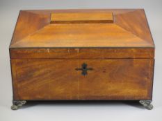 VICTORIAN CROSSBANDED MAHOGANY VANITY BOX, mirror to the lid interior with lift-out sectional