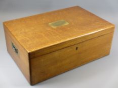 OAK CUTLERY OR SIMILAR BOX with two tray inserts, 17.5cms H, 46cms L, 31cms L