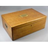 OAK CUTLERY OR SIMILAR BOX with two tray inserts, 17.5cms H, 46cms L, 31cms L