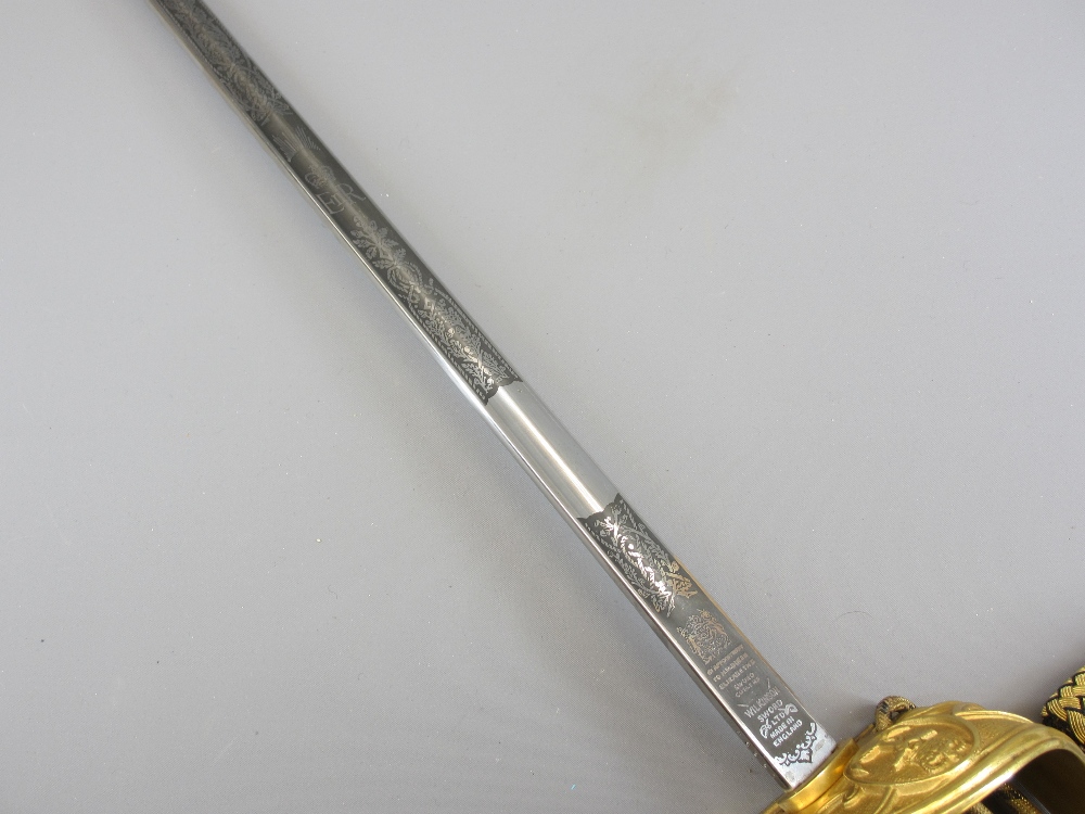 ROYAL NAVY DRESS SWORD by Wilkinson Sword Ltd, the blade with ER cypher and 'By Appointment to HM - Image 11 of 15